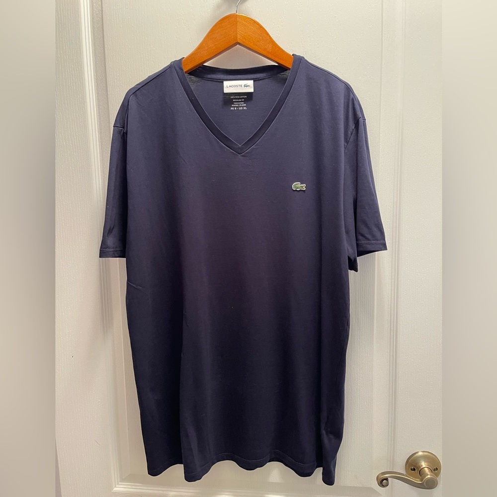 Lacoste Men's Dark Blue V-Neck Tee